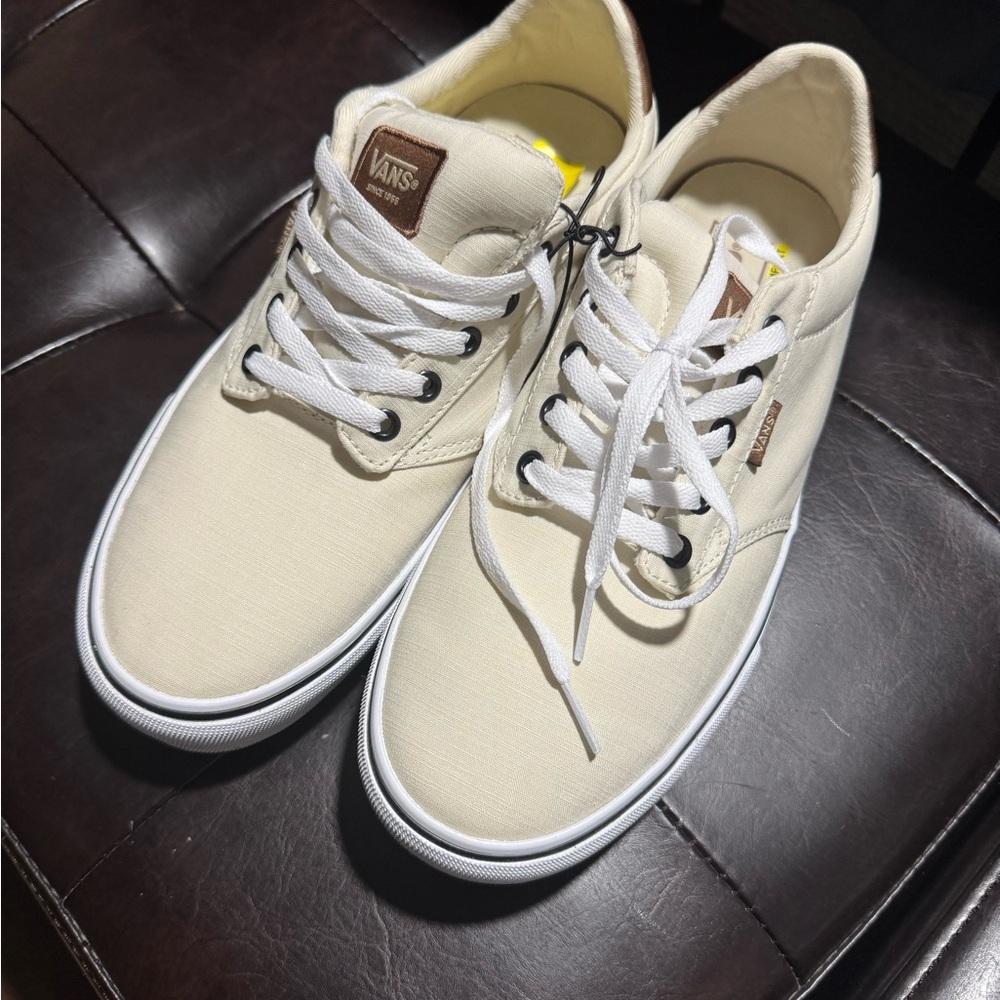 Vans Atwood Men's Cream & Brown Canvas Sneakers NEW